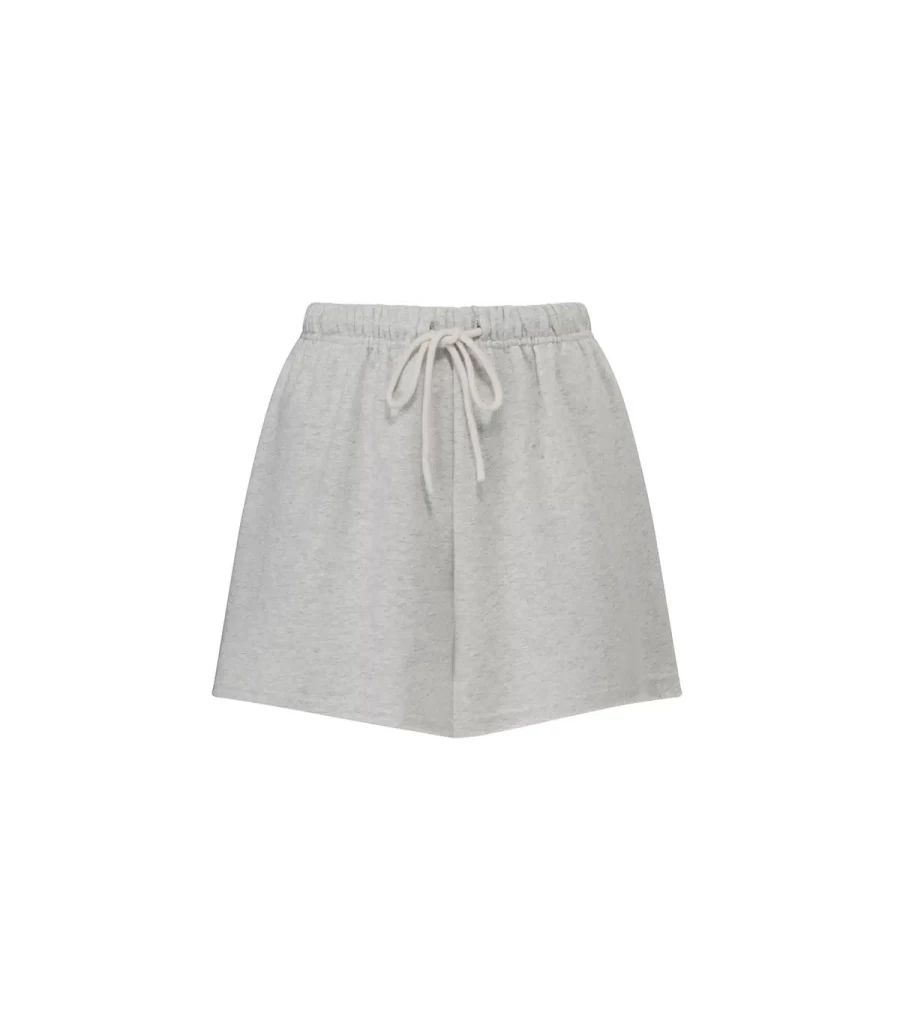 PINK MOTEL Luna Shorts in Stone Melange - Stylish High-Waisted Denim Shorts by Atelier Talia Sol