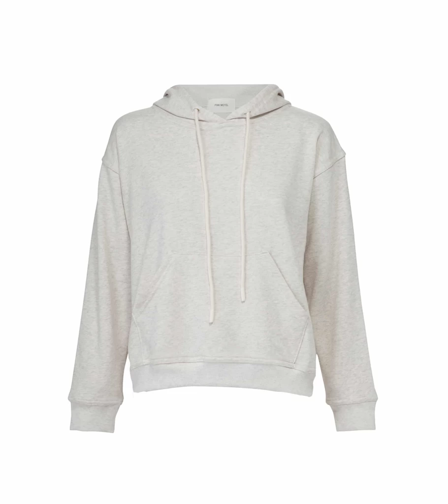PINK MOTEL Luna Cotton Hoodie - Stone Melange - Atelier Talia Sol - Women's Casual Pullover Sweatshirt