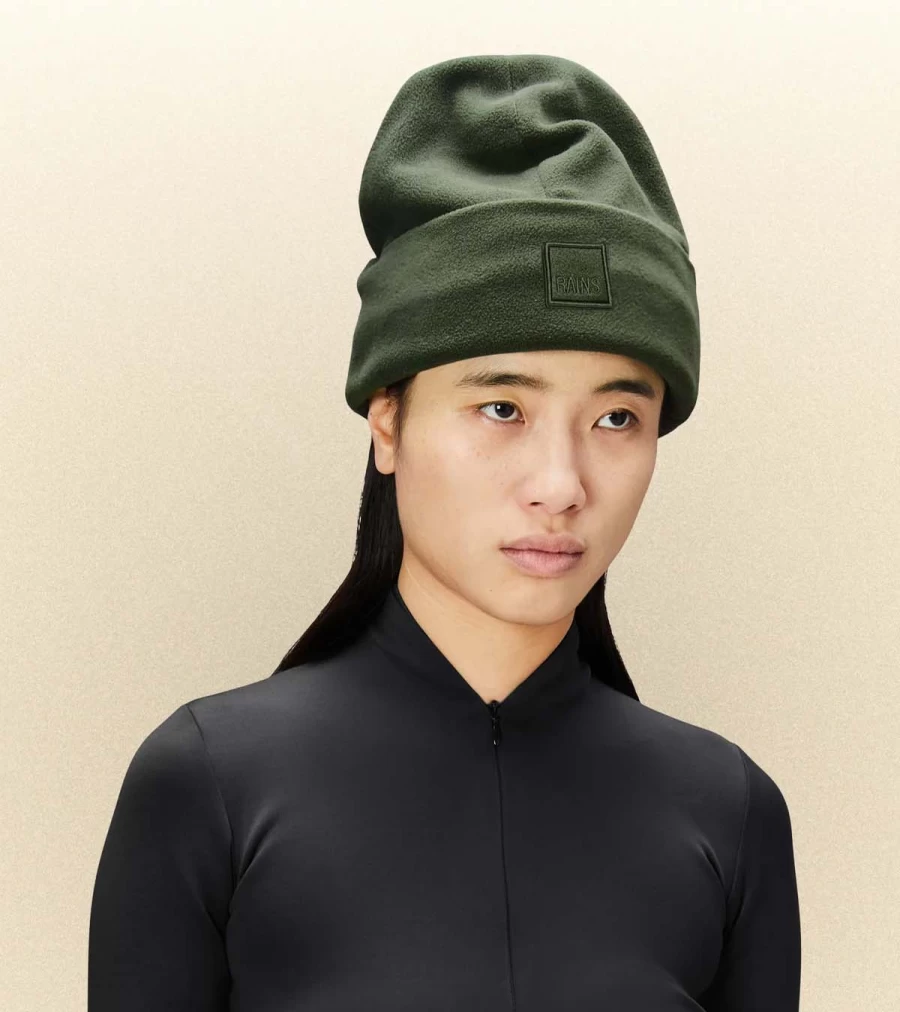 RAINS Olive Fleece Beanie - Winter Hat for Men & Women - Soft & Warm