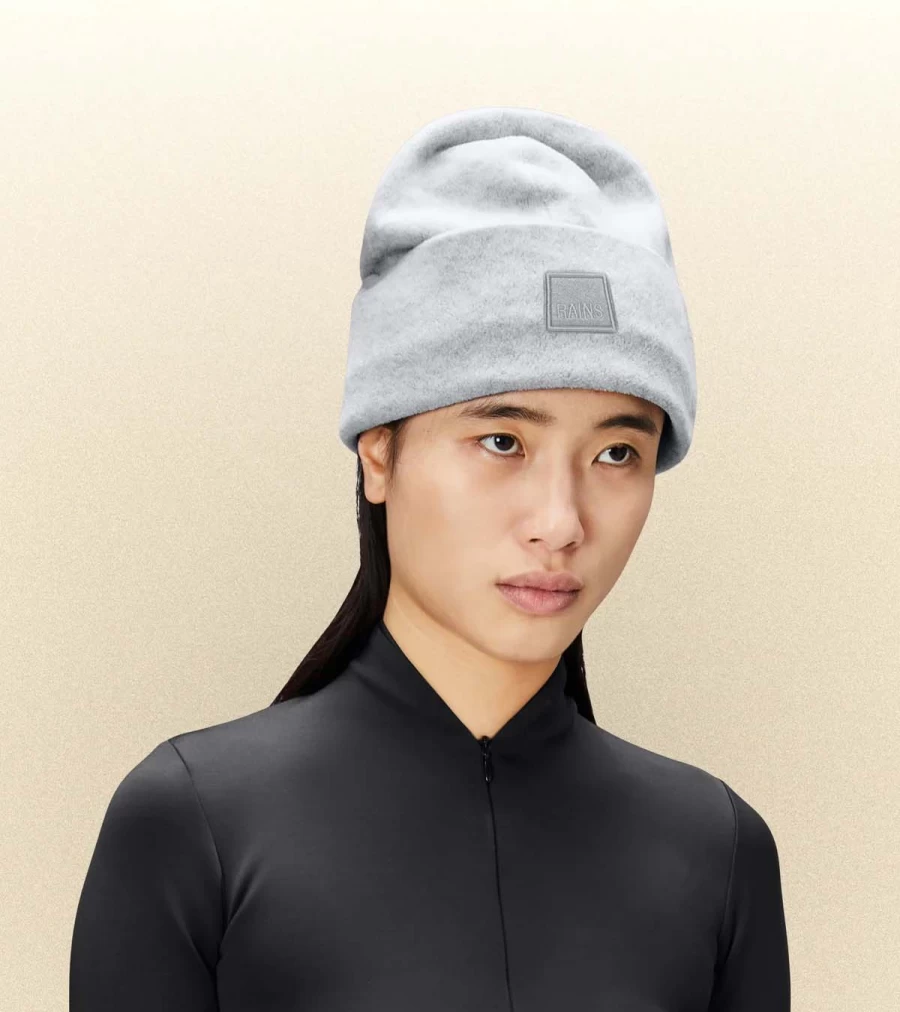 RAINS Fleece Beanie Hat for Men & Women - Soft Grey Winter Knit Cap - Unisex Cold Weather Accessory