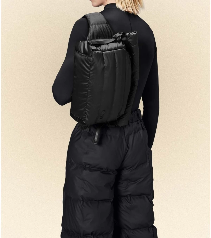 RAINS Bator Puffer Bum Bag - Waterproof Crossbody Fanny Pack - Black Hip Bag for Men & Women