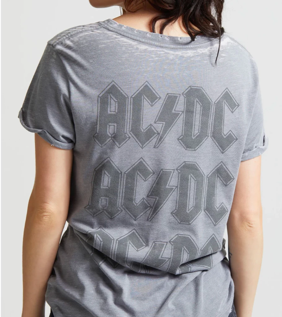 RECYCLED KARMA AC/DC Bolt Graphic T-Shirt - Gray Cotton Tee by Atelier Talia Sol - Sustainable Fashion