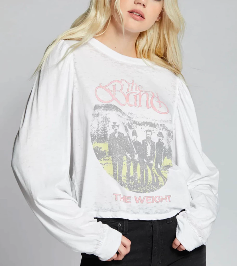 RECYCLED KARMA Women's White Puff Sleeve Band Top - Eco-Friendly Boho Blouse