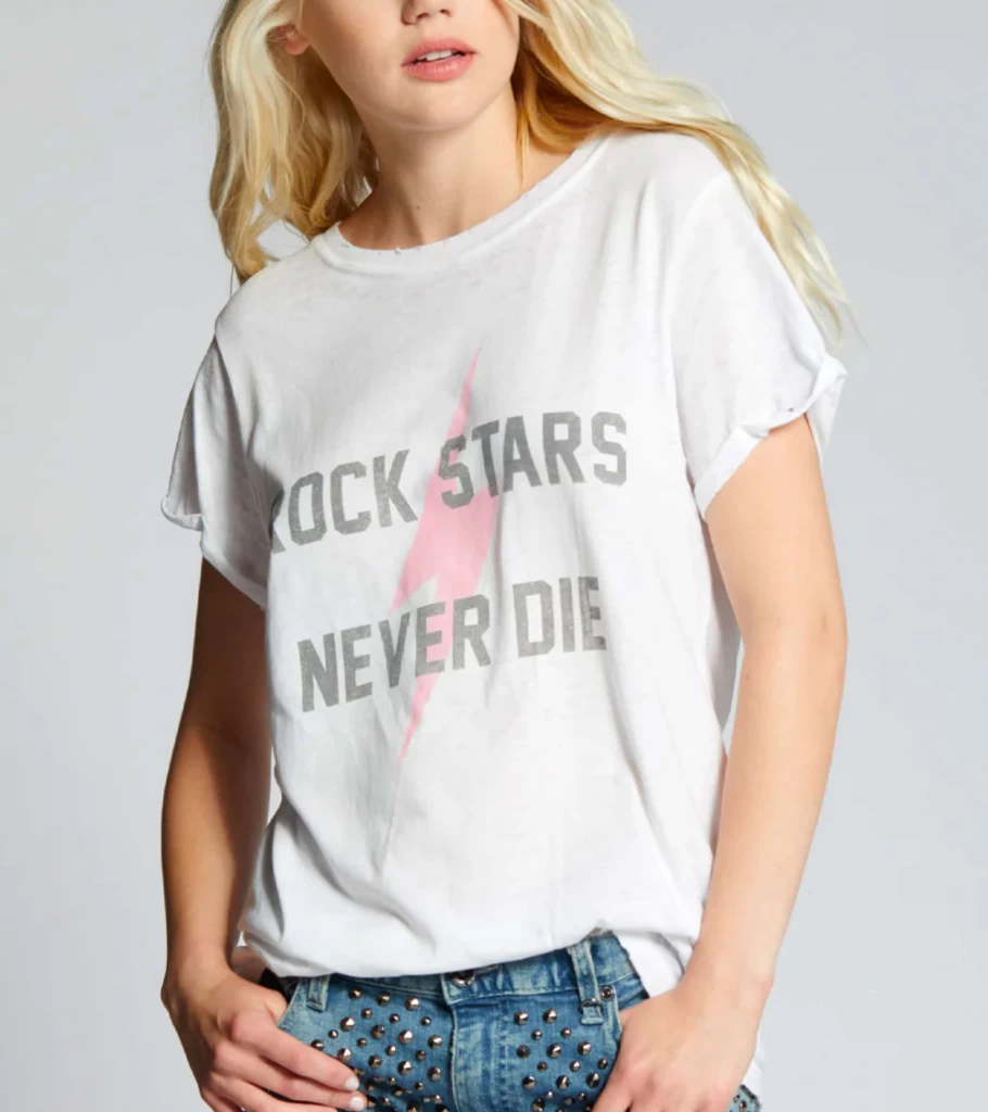 RECYCLED KARMA Rock Star Graphic Tee - Sustainable White T-Shirt for Men & Women
