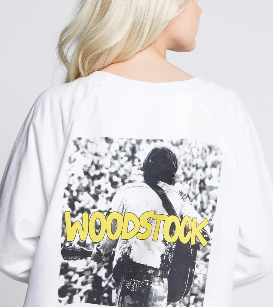 RECYCLED KARMA Woodstock Love Sweatshirt - Eco-Friendly White Hoodie by Atelier Talia Sol - Sustainable Fashion
