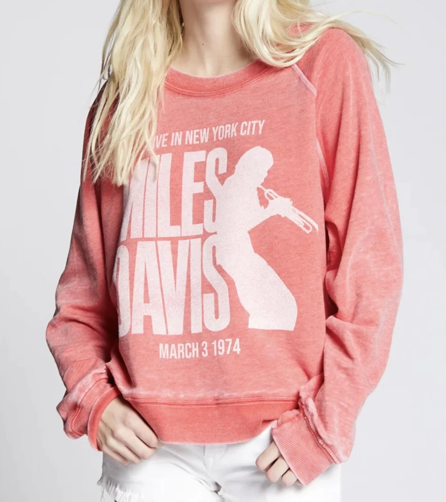 RECYCLED KARMA Miles Davis Graphic Sweatshirt - Washed Red Vintage Pullover - Atelier Talia Sol Sustainable Fashion