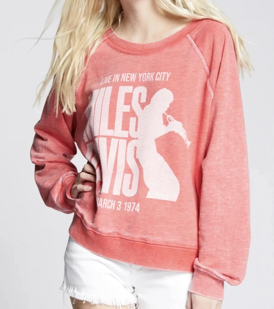 RECYCLED KARMA Miles Davis Graphic Sweatshirt - Washed Red Vintage Pullover - Atelier Talia Sol Sustainable Fashion