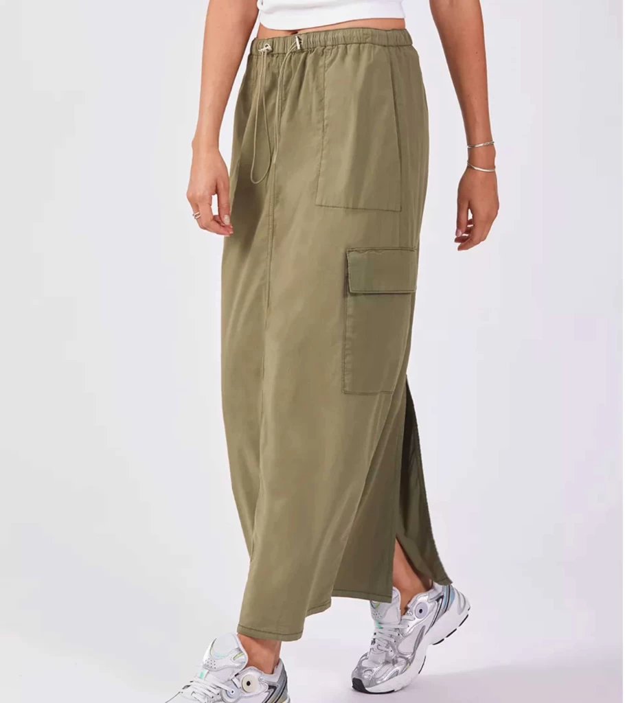 REIKO Denver Khaki Skirt for Women - High Waisted A-Line Style