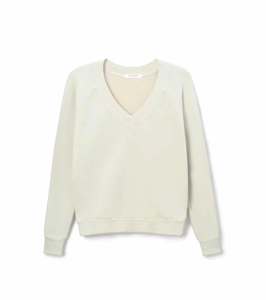 PERFECT WHITE TEE French Terry V-Neck Sweatshirt for Women - Soft Cotton Blend Loungewear - Minimalist Casual Pullover by Atelier Talia Sol