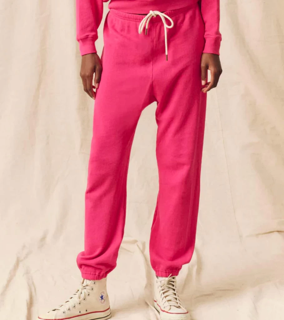 THE GREAT Women's Fuchsia Stadium Sweatpants - High-Waisted Comfort Fleece Joggers by Atelier Talia Sol