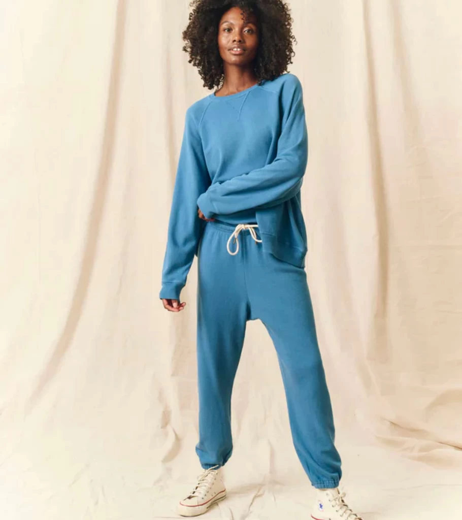THE GREAT Glaciar Blue Stadium Sweatpants - Premium Cotton Lounge Pants by Atelier Talia Sol