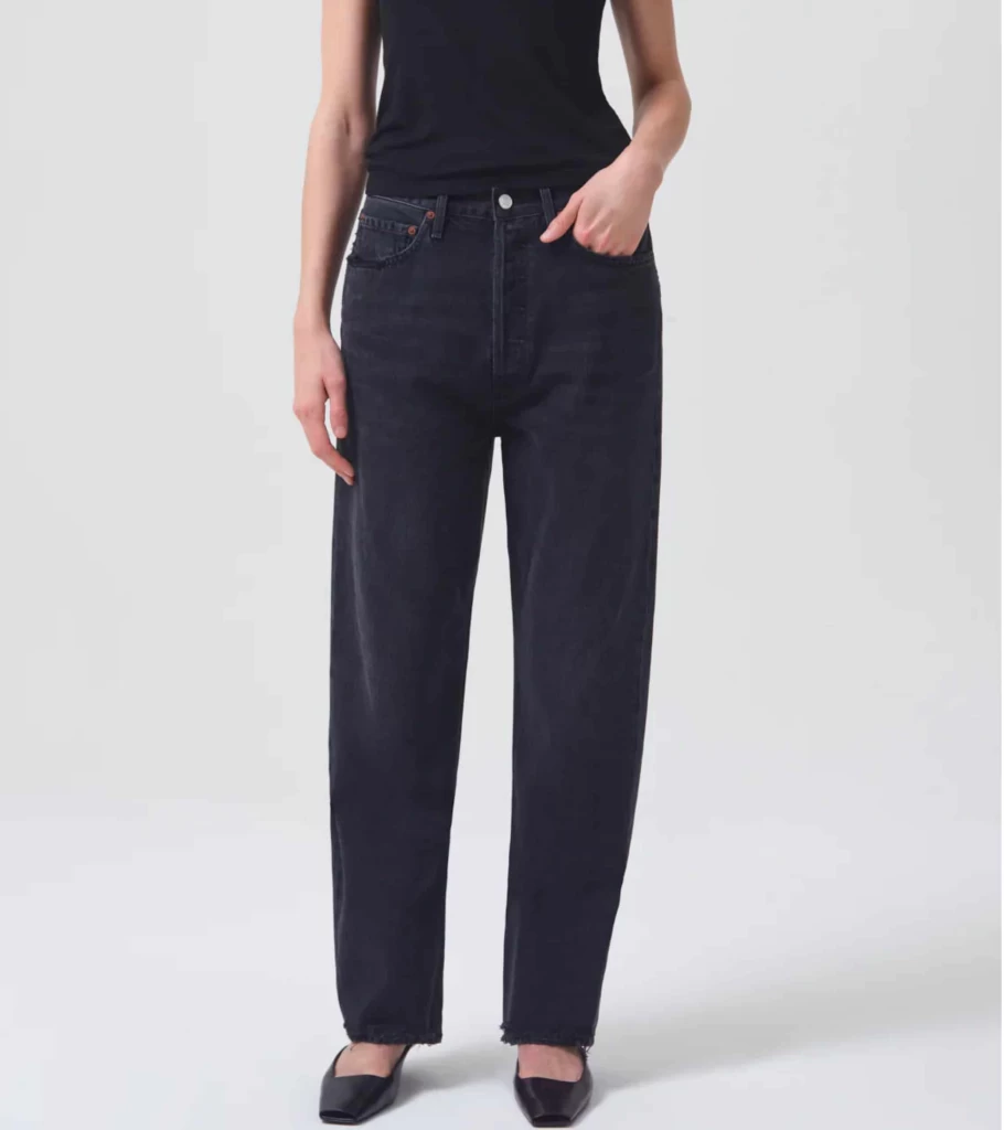 AGOLDE 90s Mid Rise Straight Jeans in Tar Wash - Vintage Denim for Women