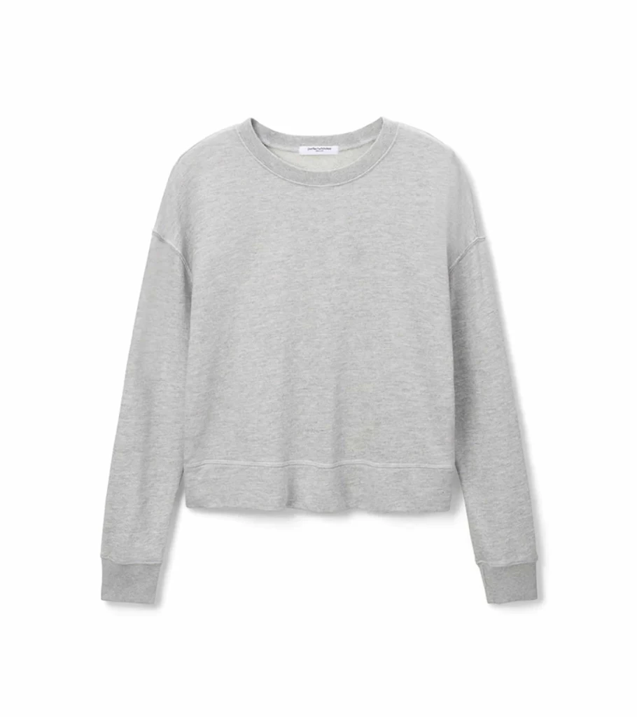 PERFECT WHITE TEE French Terry Pullover Sweatshirt - Heather Grey Unisex Casual Crewneck Sweatshirt
