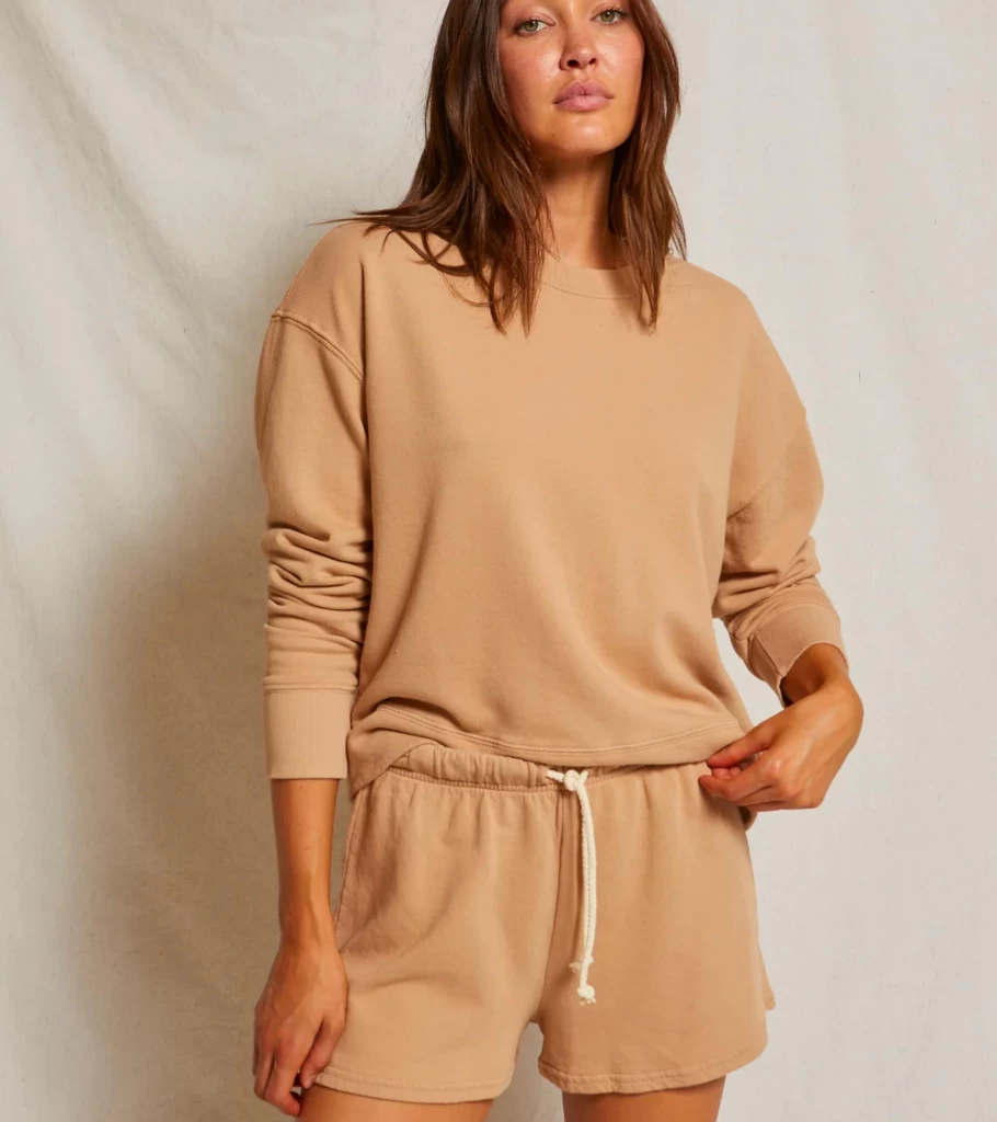 PERFECT WHITE TEE French Terry Pullover Sweatshirt - Dune Color - Atelier Talia Sol Collection