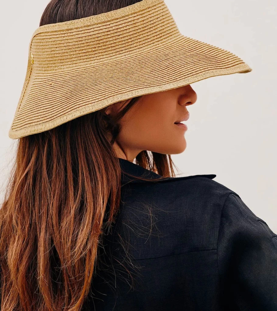 VIX SWIMWEAR Natural Visor Hat - Sun Protection Wide Brim Beach Hat for Women