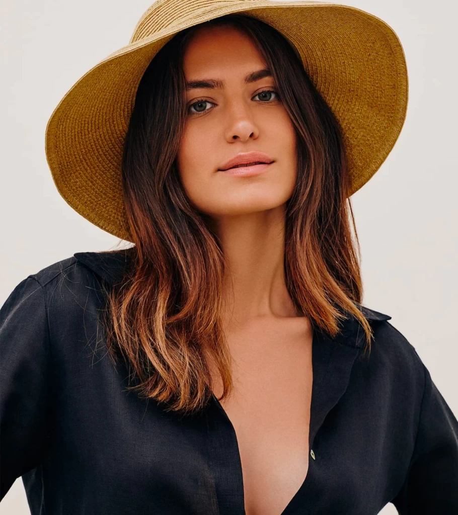 VIX SWIMWEAR Natural Visor Hat - Sun Protection Wide Brim Beach Hat for Women