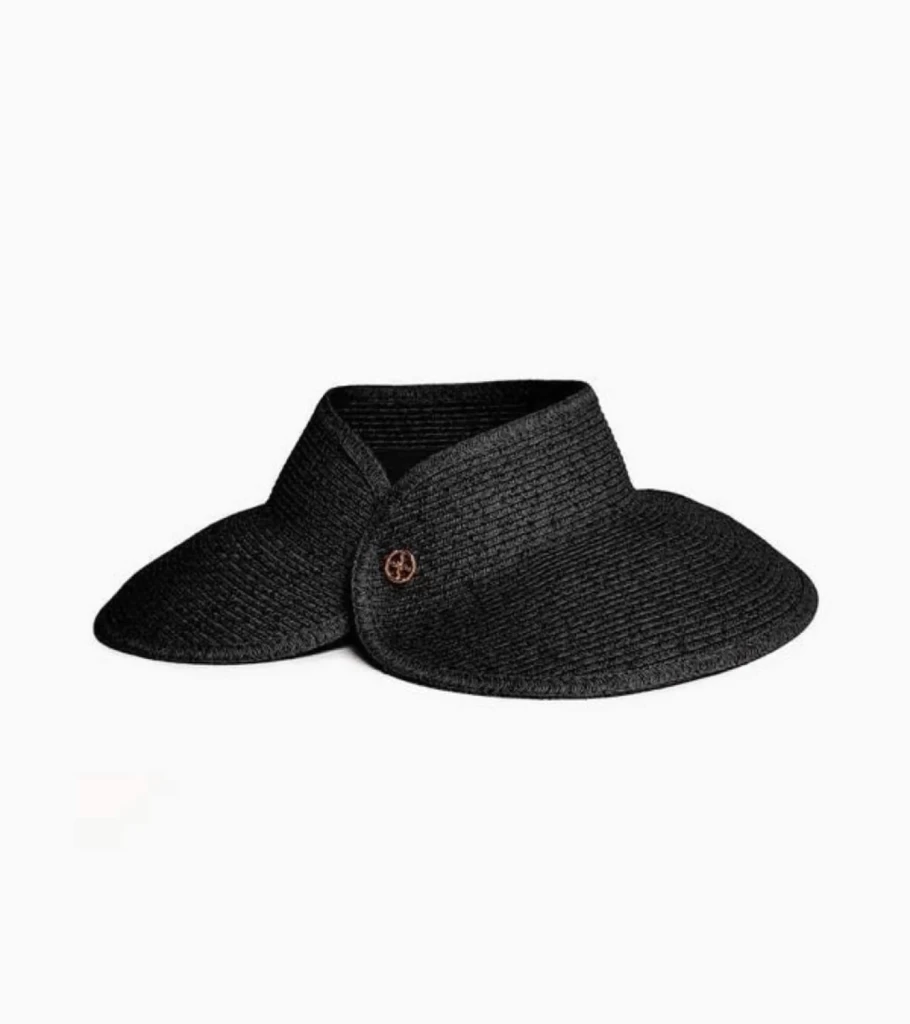 VIX SWIMWEAR Black Visor Hat by Atelier Talia Sol - Sun Protective Unisex Sports Cap