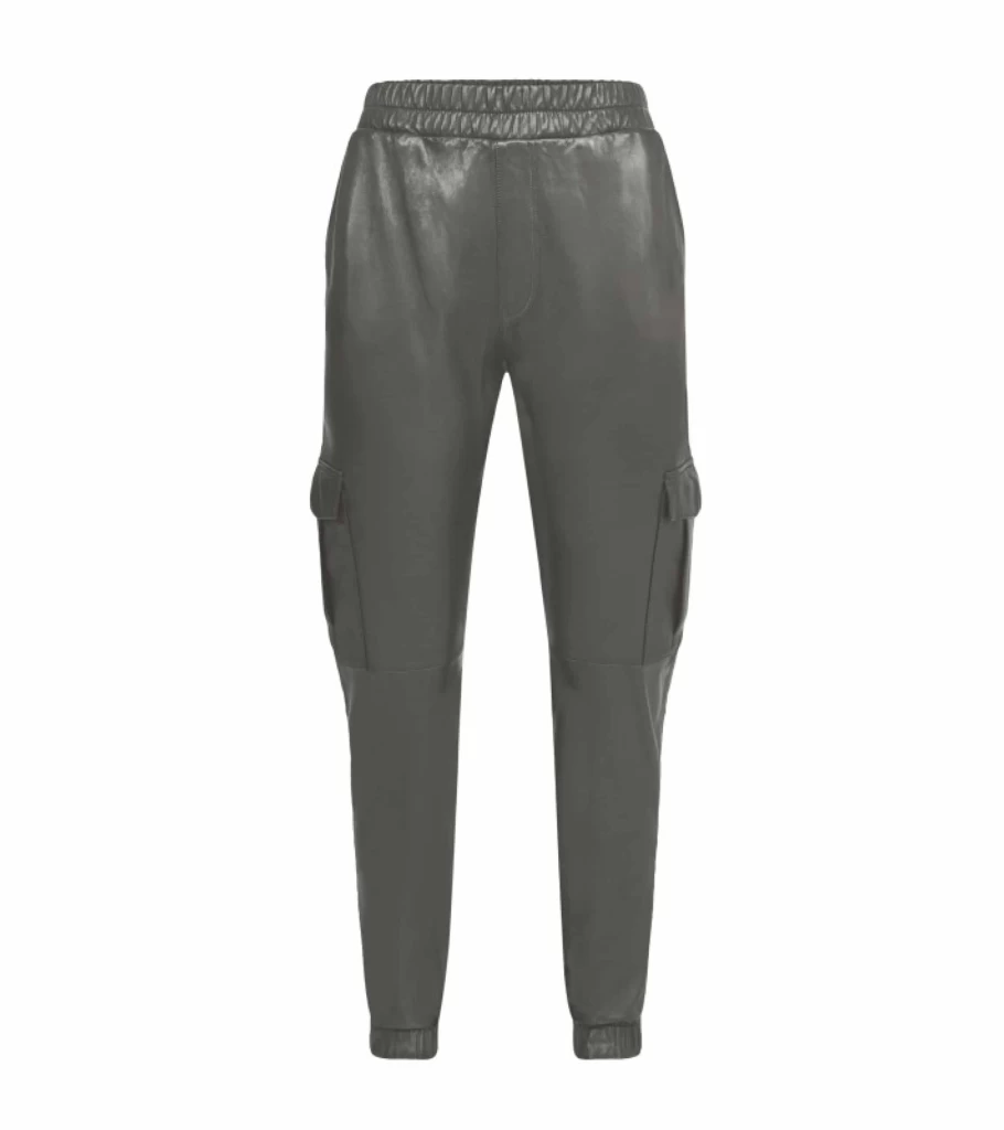 OAKWOOD Yacht Leather Trousers for Men - Dark Khaki Luxury Pants - Atelier Talia Sol Handcrafted Premium Chinos