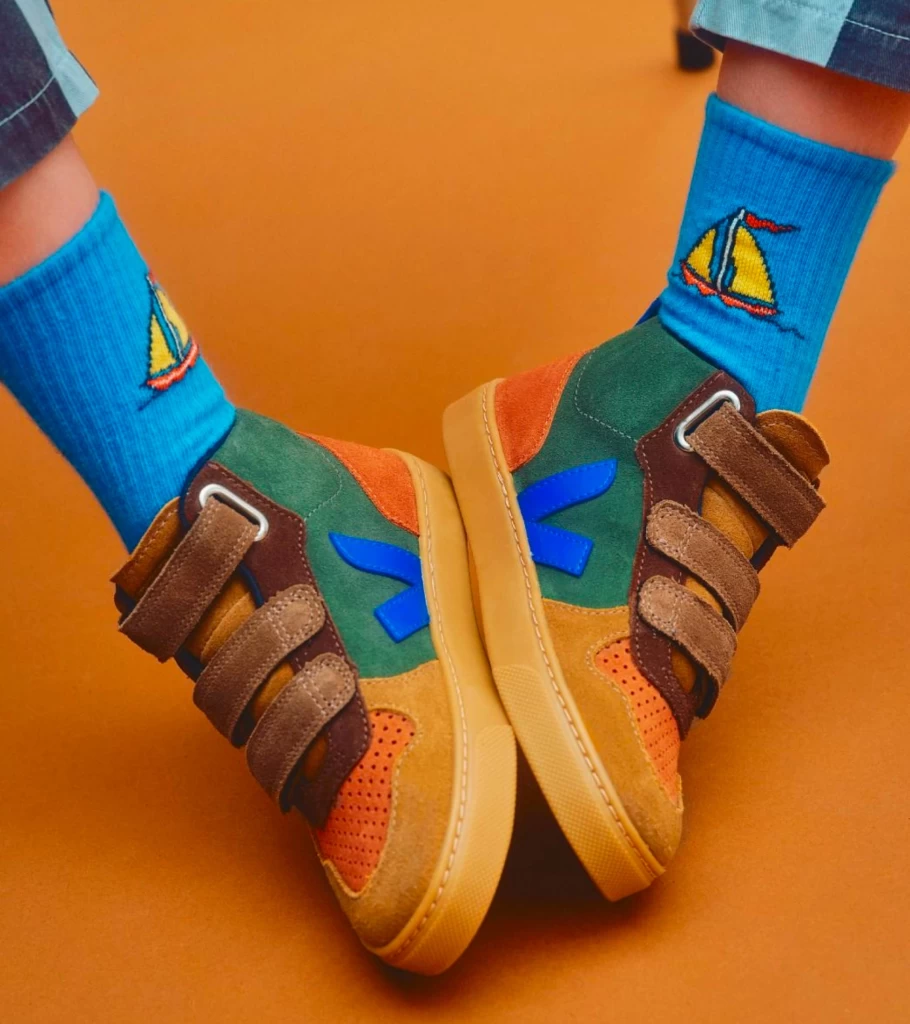VEJA V-10 Mid Suede Toddler Shoes - Mud Paros Color - Eco-Friendly Kids Sneakers