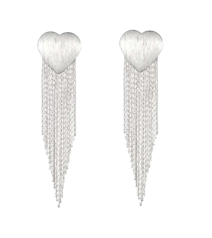 ZOZI SHINE Silver Heart Dangle Earrings - Elegant Duster Design by Atelier Talia Sol